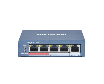 Некерований PoE комутатор Hikvision DS-3E0105P-E/M(B) з 4 портами PoE Некерований PoE комутатор Hikvision DS-3E0105P-E/M(B) з 4 портами PoE