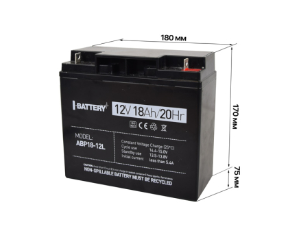 Акумулятор 12В 18 Аг для ДБЖ I-Battery ABP18-12L