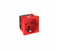 Розетка OBO Bettermann modul 45 с заземлением и шторками 250 В 16 A красная
